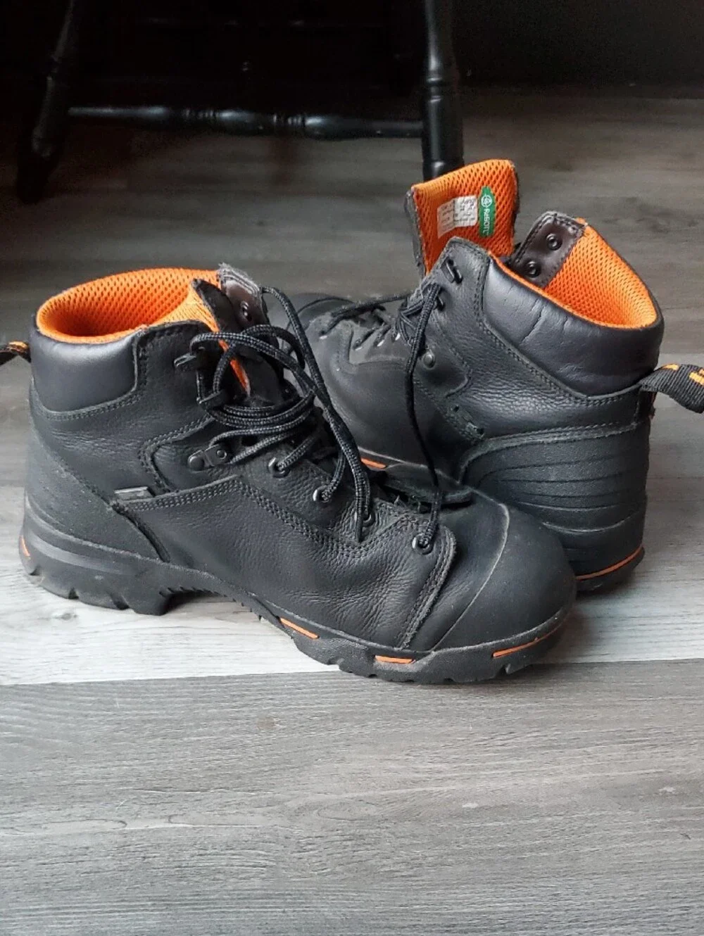Timberland Black and Orange Work Boots
